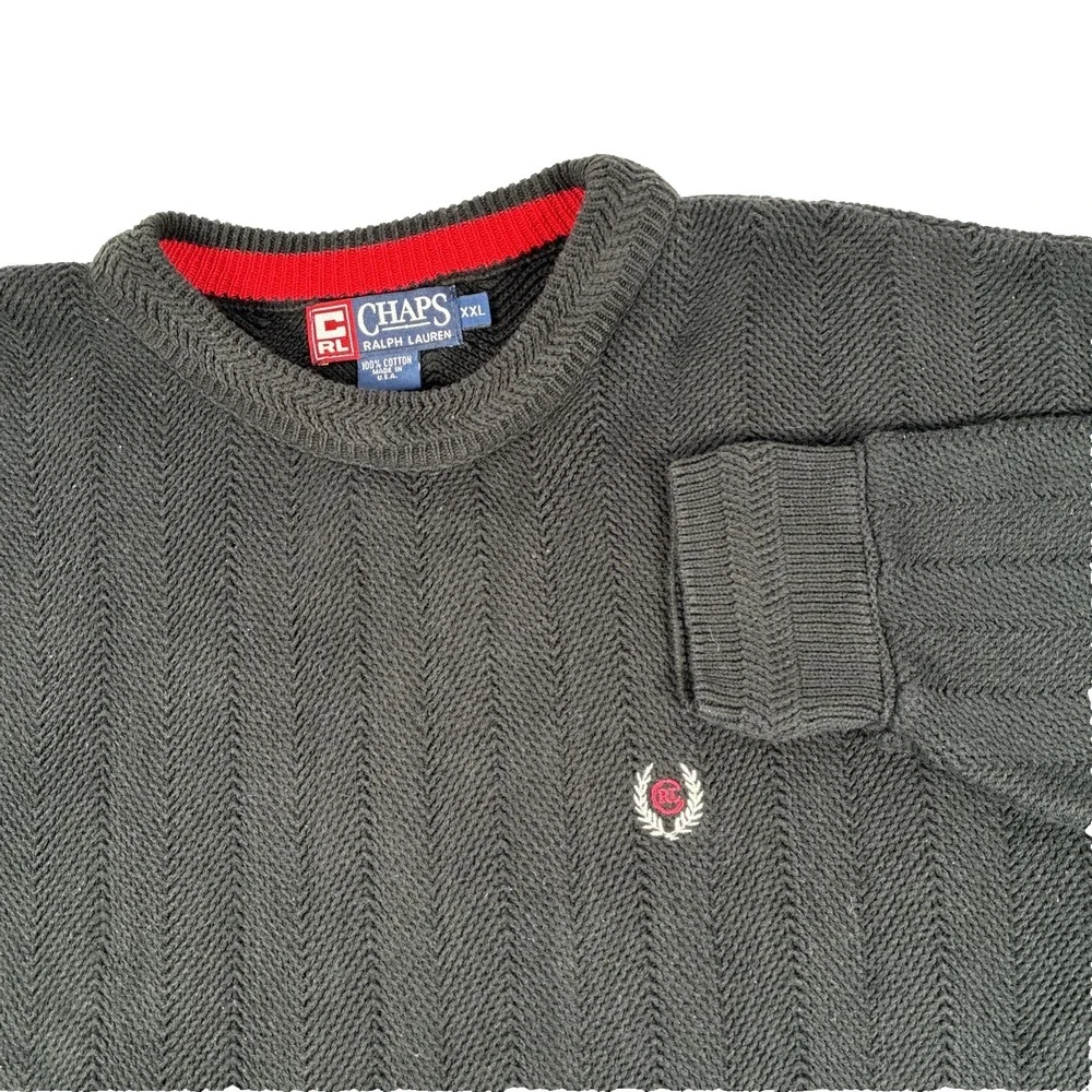 Vintage Mens Chaps‎ Ralph Lauren Knit Heavy Sweater Size XXL Cotton Made In USA